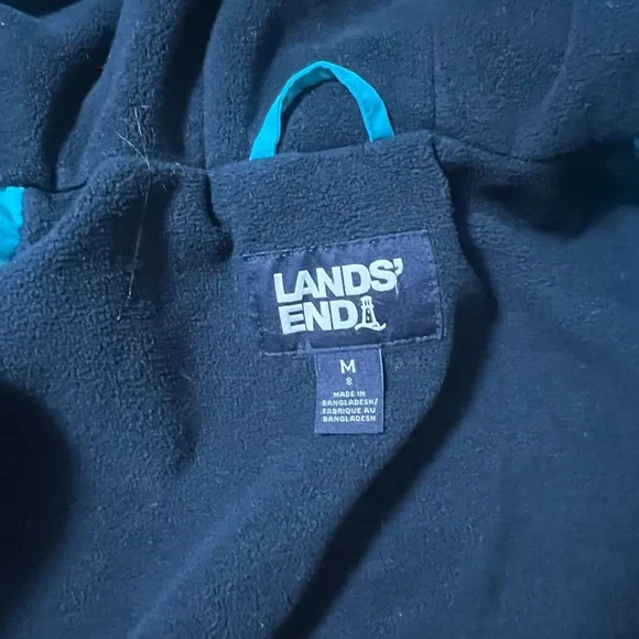 Lands' End Kids' Medium Size 8 Two-Tone Blue Waterproof Raincoat Winter - Picture 5 of 14